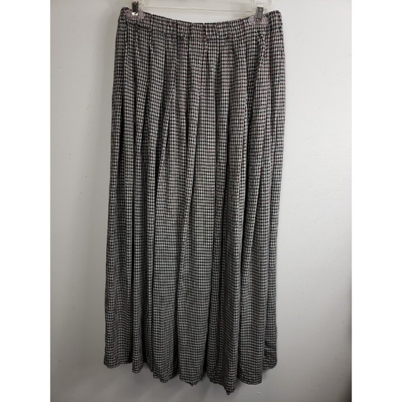 MARISA CHRISTINA WOMEN'S sz large red green checks Pleated Midi Skirt elastic - Picture 7 of 8